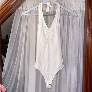 halter neck open back bodysuit